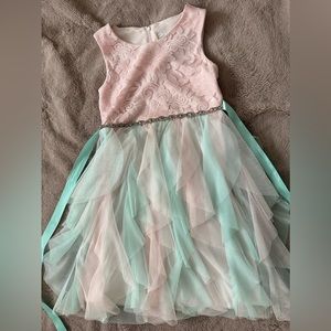 Girls pink and turquoise special occasion dress